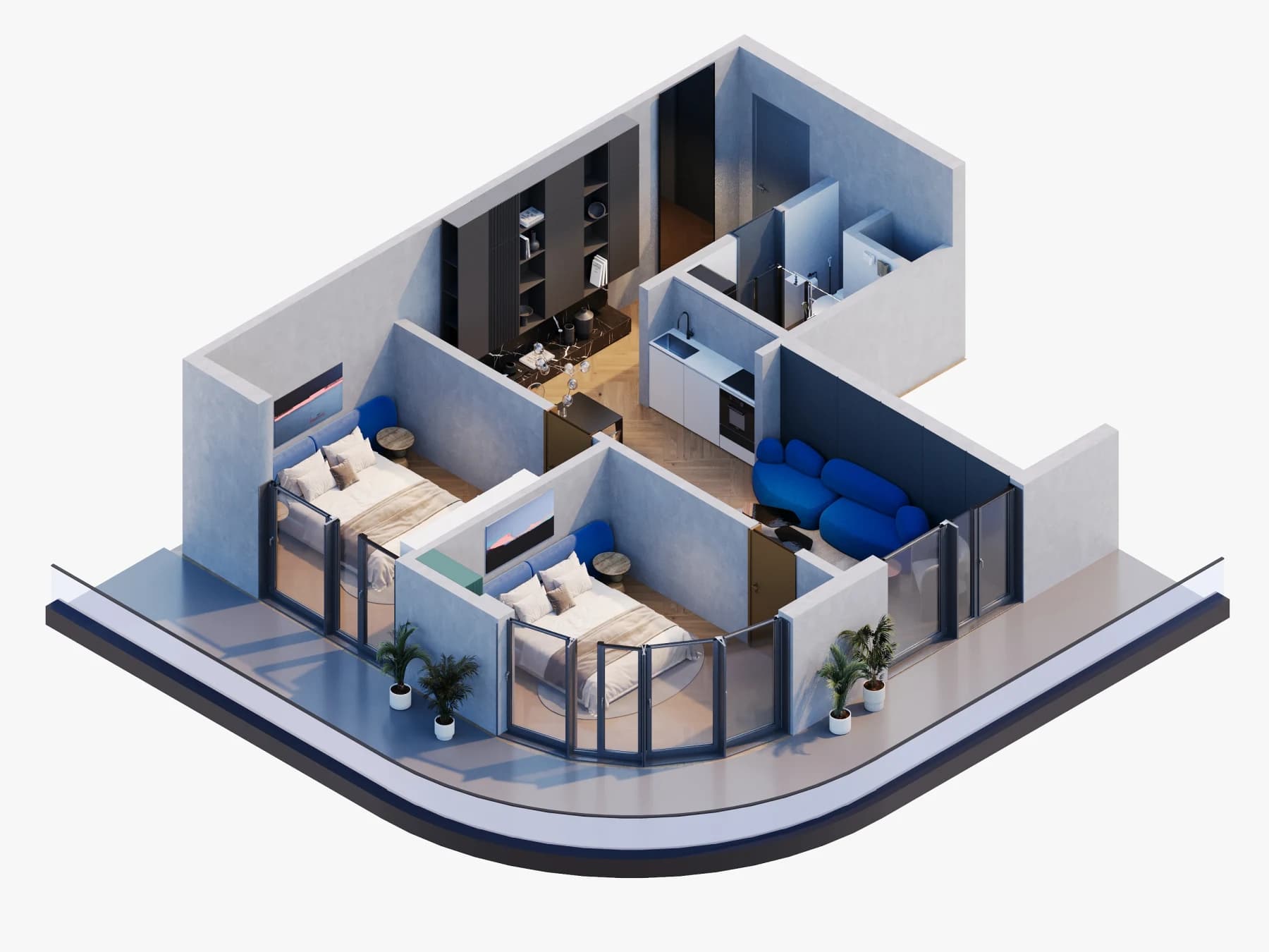 Vue 3D d’un appartement